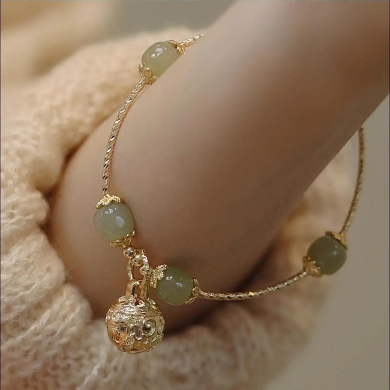 Luxury Hetian Jade Bell Bracelet