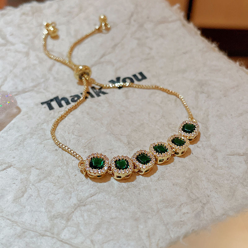 Flower-Embellished Zircon Bracelet